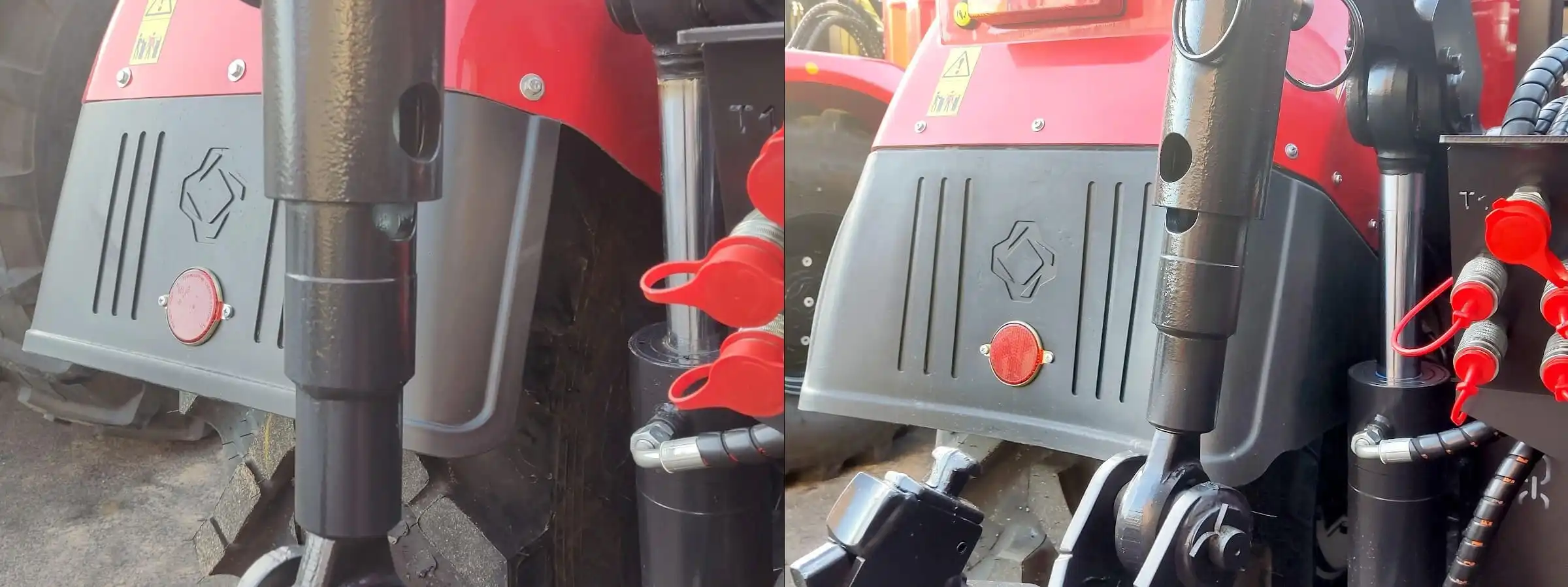 Слева брызговик на К-525, справа - новый увеличенный брызговик трактора К-530Т. 